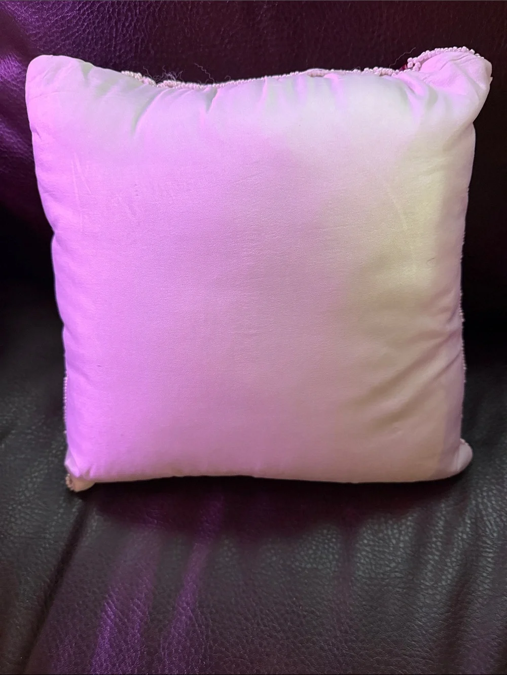 Beaded Pink Holly Accent Pillow with Red Berry Embellishments